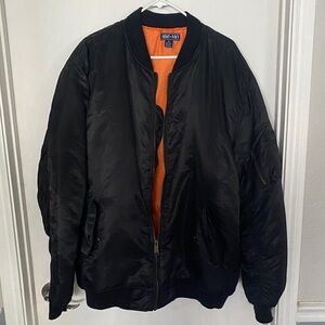 Alpha Industries Black Bomber Jacket with Orange Lining